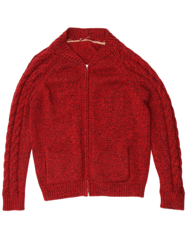 Vintage Mens Cardigan Sweater Medium Red Flecked