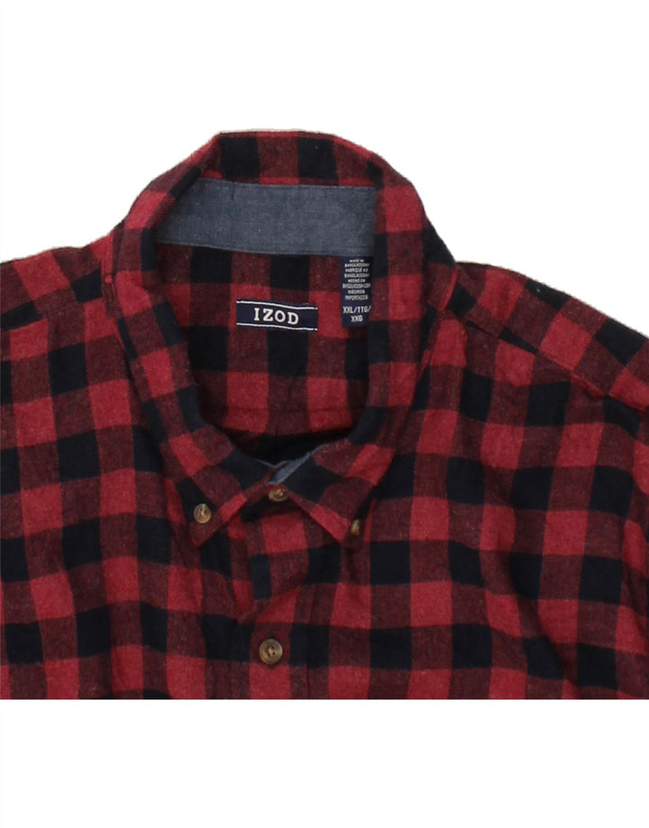 IZOD Mens Flannel Shirt 2XL Red Gingham Cotton Vintage Izod and Second-Hand Izod from Messina Hembry 