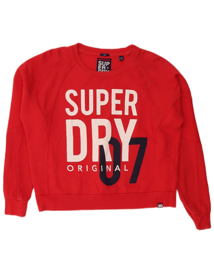 Superdry Womens Graphic Oversized Sweatshirt Jumper UK 10 Small Blue Cotton