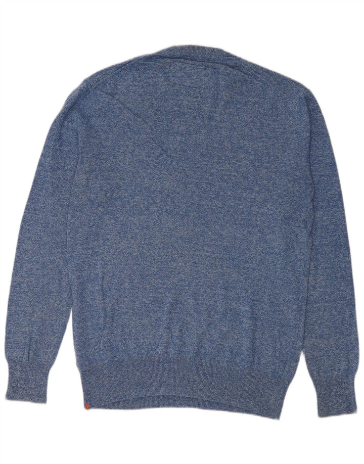 SUPERDRY Mens Crew Neck Jumper Sweater Medium Blue Flecked Cotton