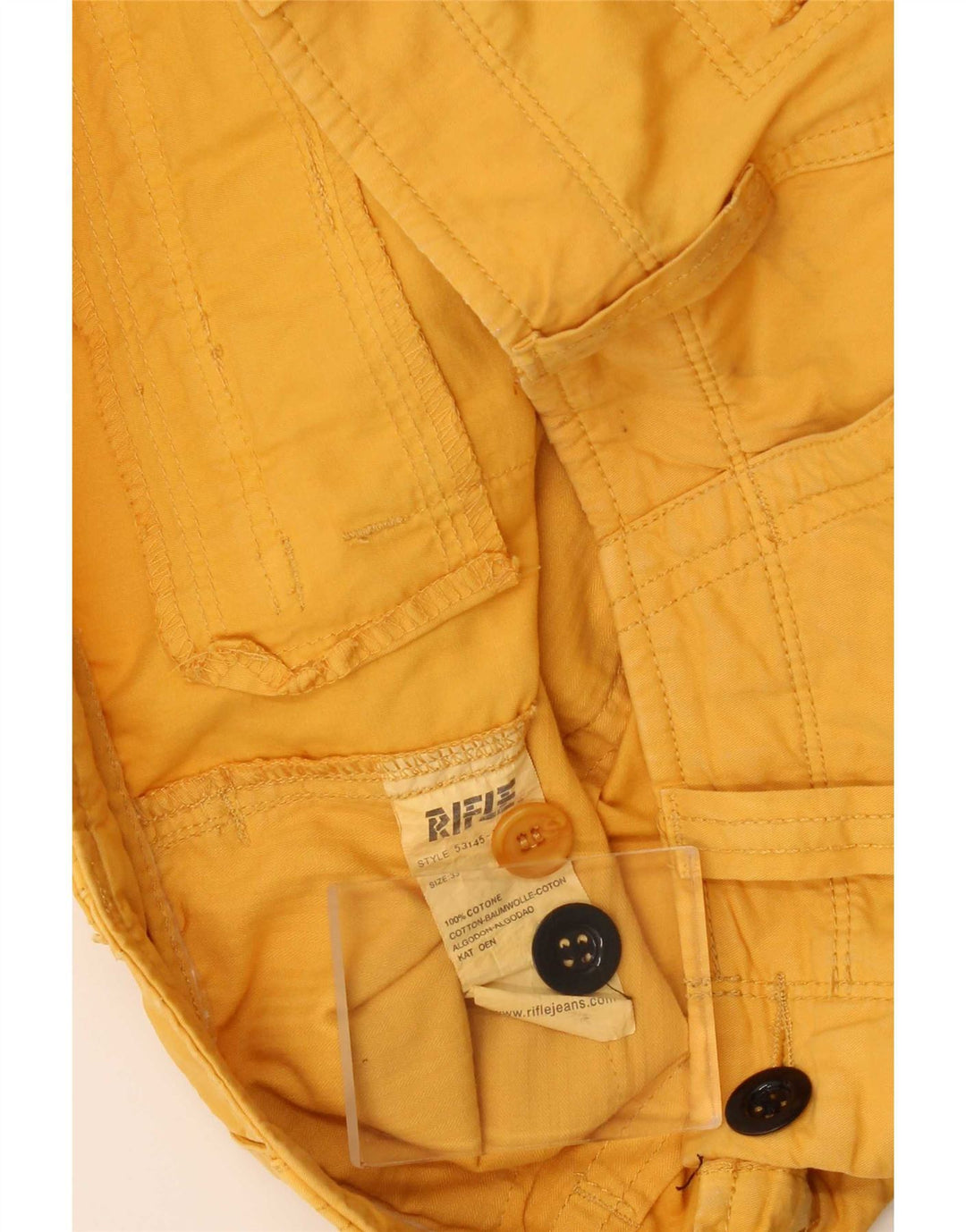 Rifle Mens Cargo Shorts W33 Medium Yellow Cotton