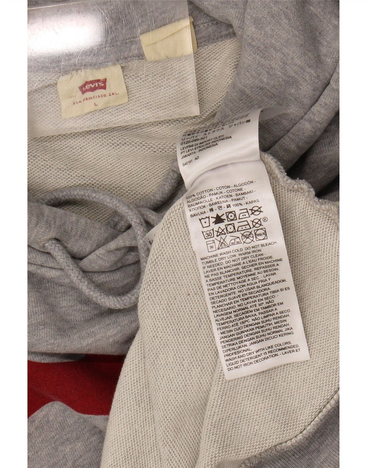 Suéter com capuz gráfico masculino LEVI'S grande algodão cinza