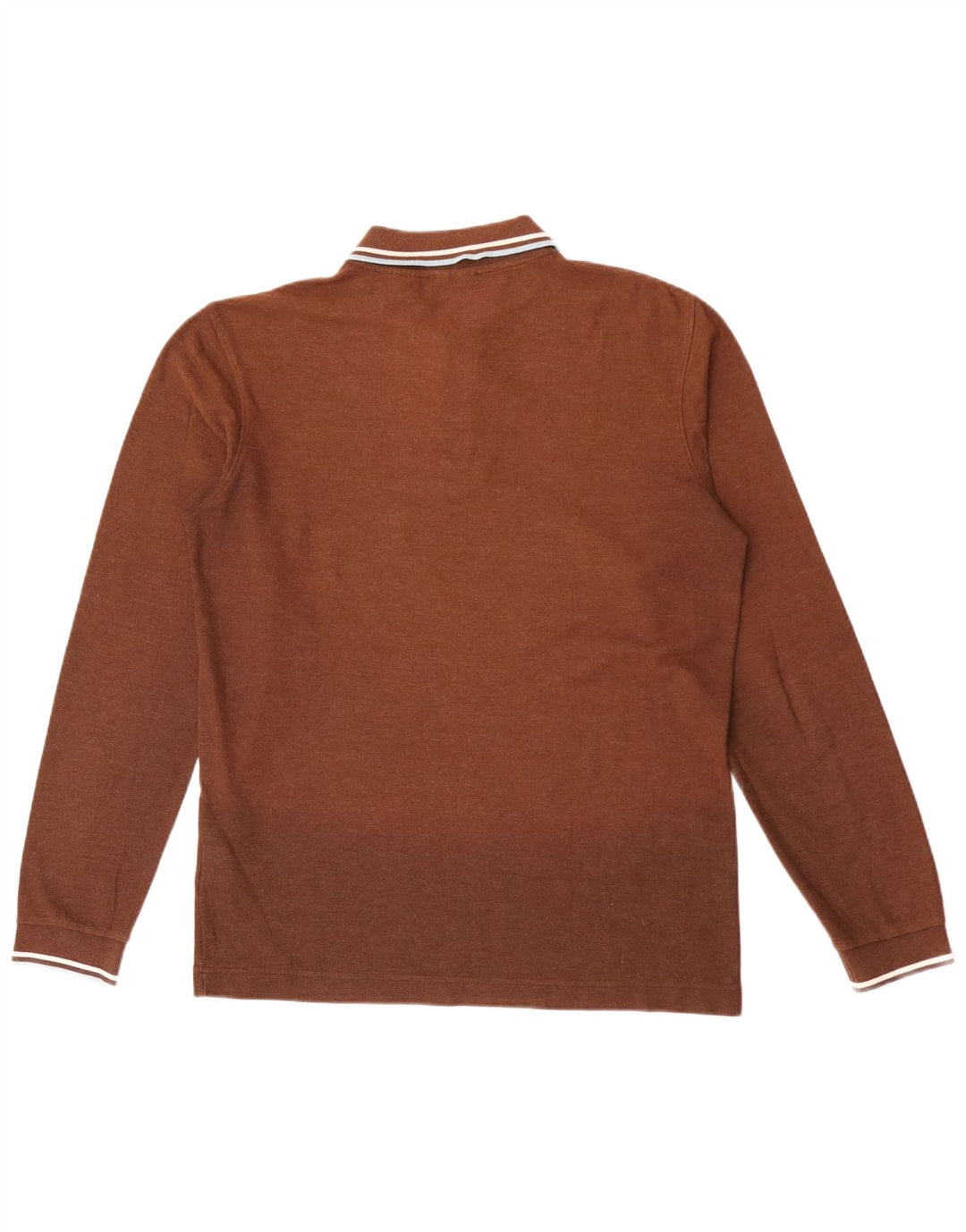 Fila Mens Long Sleeve Polo Shirt Medium Brown Cotton