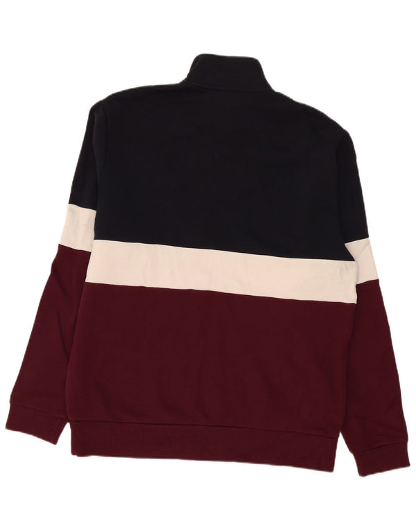 Fred Perry Mens Zip Neck Sweatshirt Jumper Medium Multicoloured Colourblock