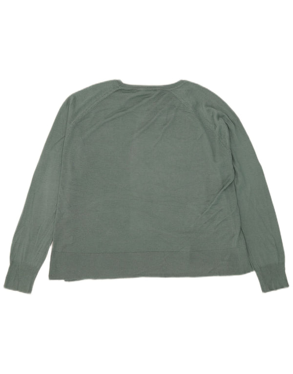 Zara Womens Crop Oversized Boat Neck Jumper Sweater UK 10 Small Green