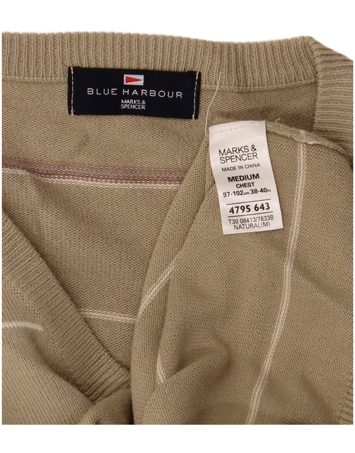 Marks & Spencer Herren Blue Harbor V-Ausschnitt Pullover Pullover Medium Khaki