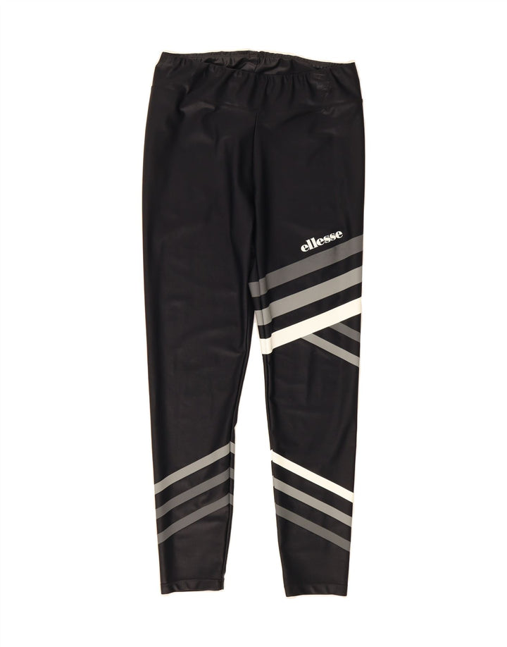 ELLESSE Womens Leggings UK 10 Small  Black Striped Nylon Vintage Ellesse and Second-Hand Ellesse from Messina Hembry 