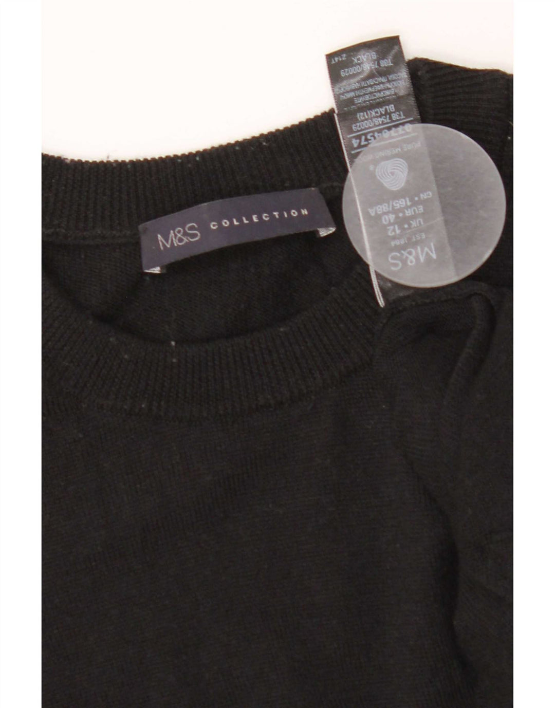 Marks & Spencer Womens Jumper Dress UK 12 Medium  Black Merino Wool