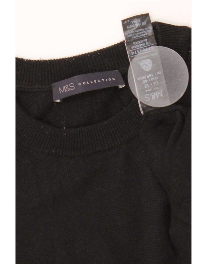 Marks & Spencer Womens Jumper Dress UK 12 Medium  Black Merino Wool