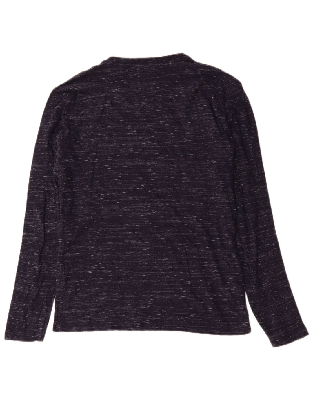 Superdry Mens Top Long Sleeve Small Navy Blue Flecked Cotton