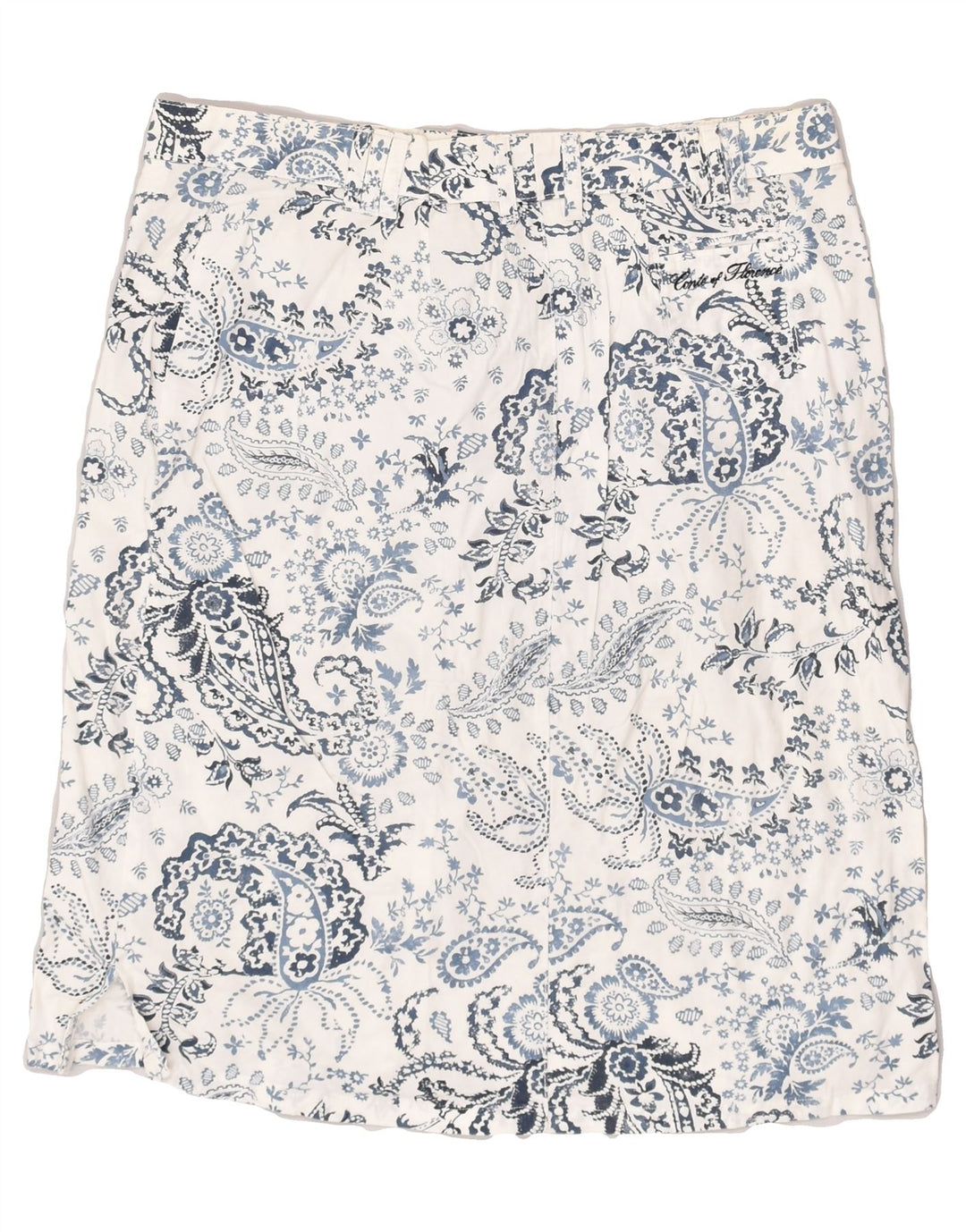 CONTE OF FLORENCE Womens Straight Skirt IT 46 Large W32  Off White Paisley | Vintage Conte of Florence | Thrift | Second-Hand Conte of Florence | Used Clothing | Messina Hembry 
