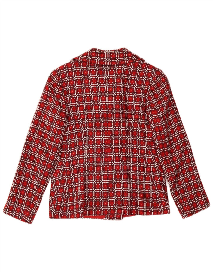 VINTAGE Womens Double Breasted Blazer Jacket UK 6 XS Red Check