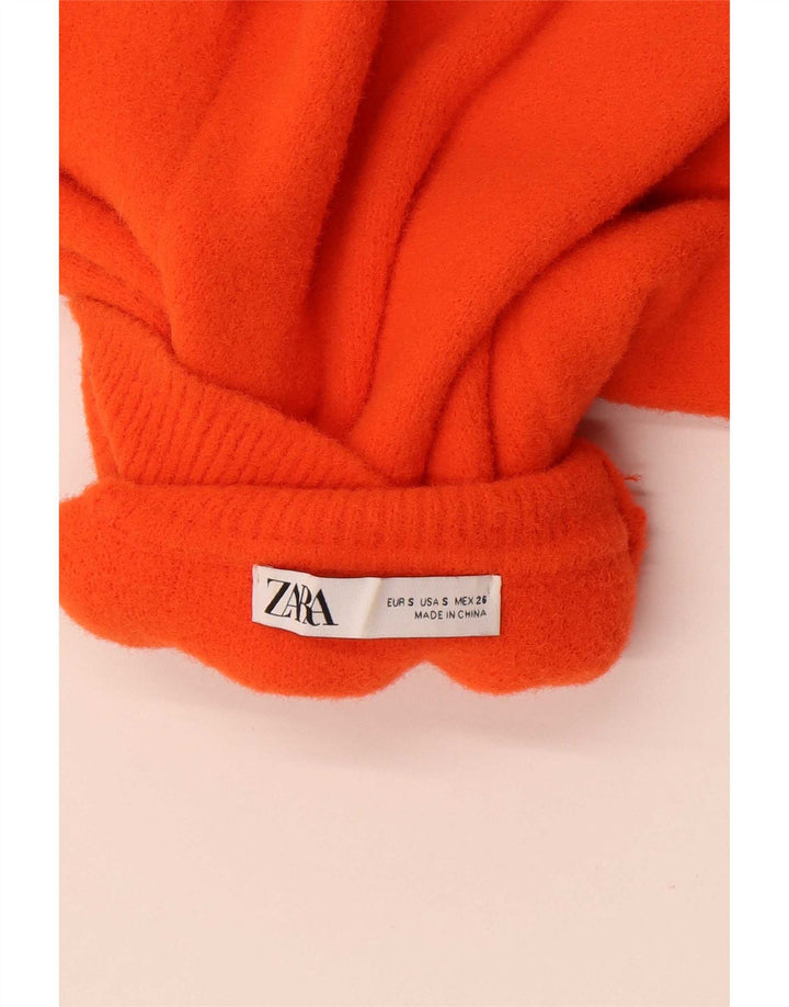 Zara Womens Crop Turtle Neck Jumper Sweater UK 10 Small Orange
