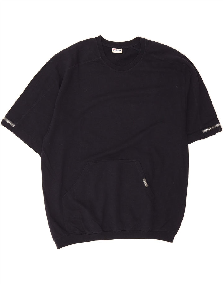 FILA Womens Longline Oversized Sweatshirt Jumper EU 38 Medium Navy Blue Vintage Fila and Second-Hand Fila from Messina Hembry 
