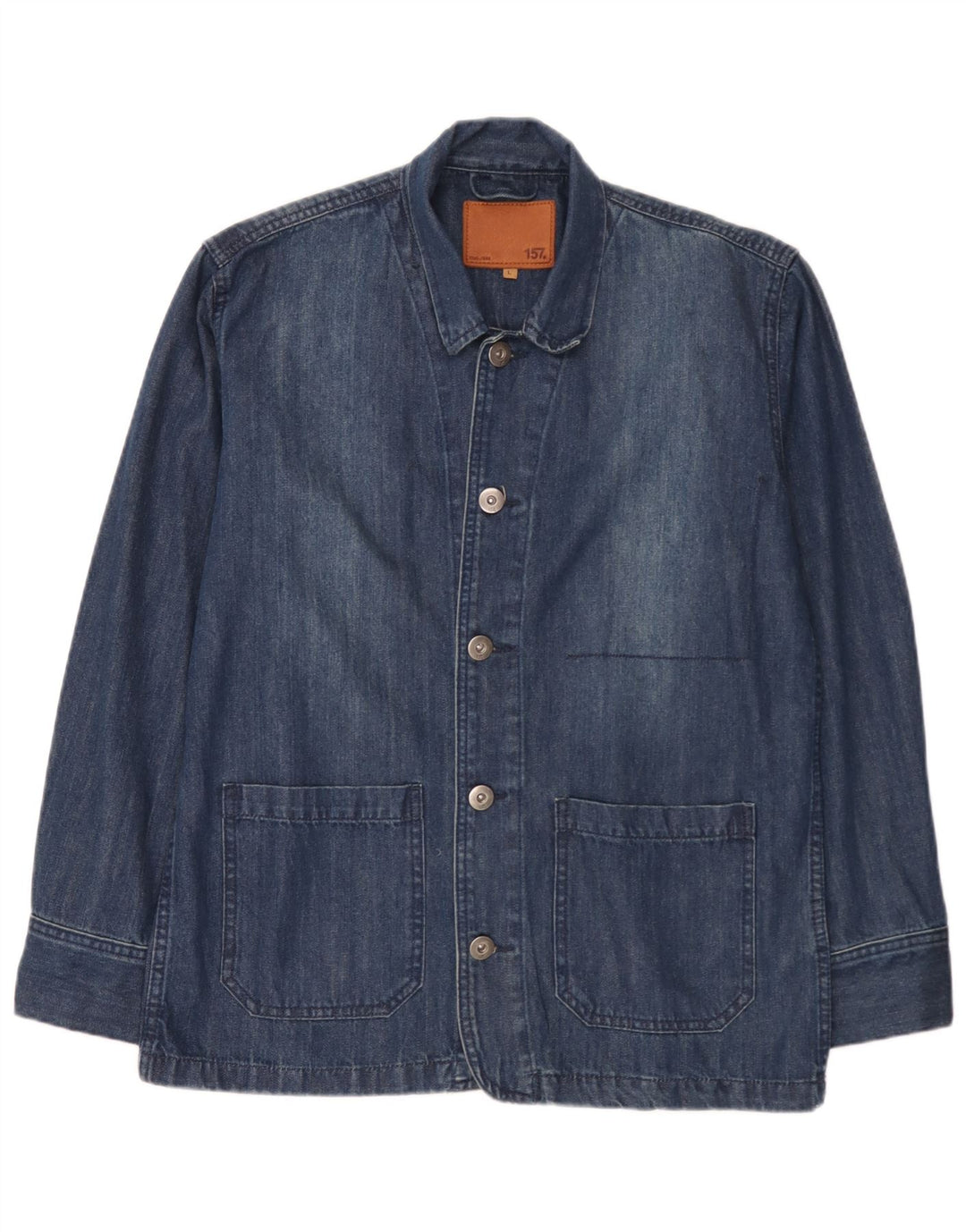 Lager 157 Herre Denim 5 Button Blazer Jacket UK 40 Large Blue Cotton