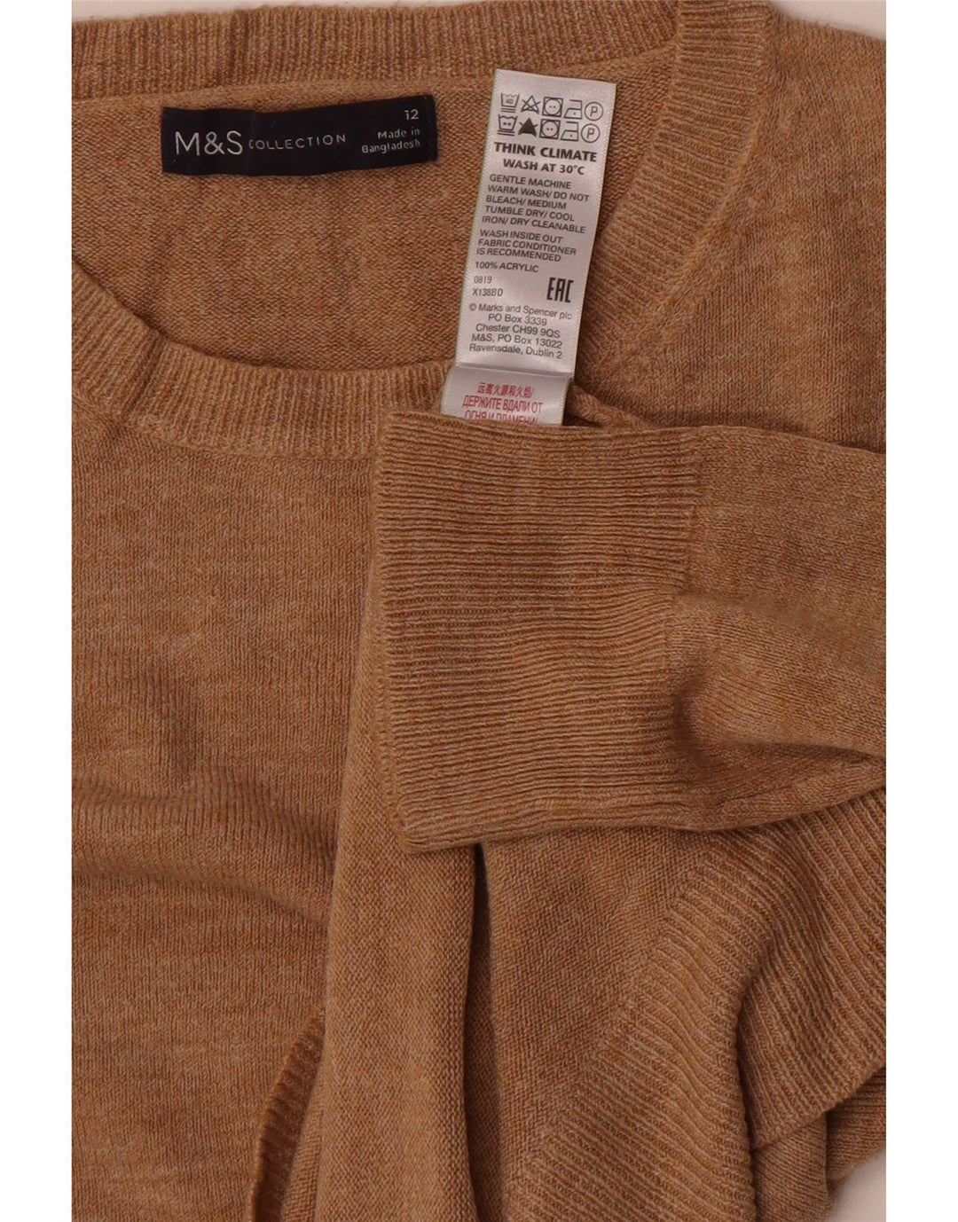 Marks & Spencer Dame sweater med rund hals DK 12 Medium Beige Akryl