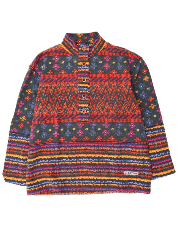 Meeting Mens Button Neck Sweatshirt Jumper Large Multicoloured Striped