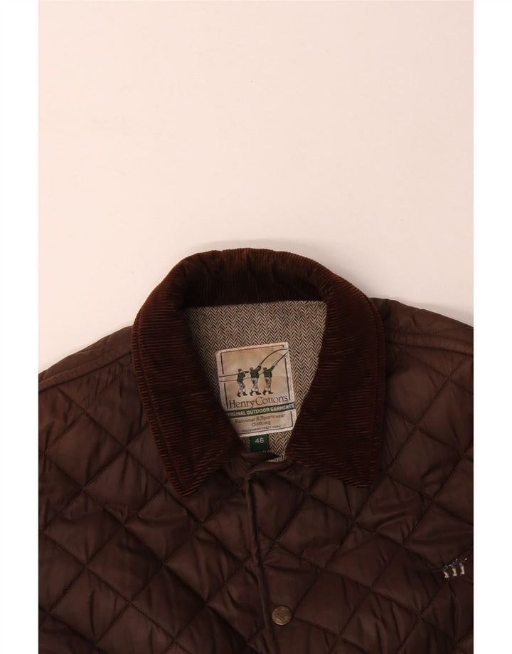 HENRY COTTONS Mens Quilted Jacket UK 46 3XL Brown Nylon