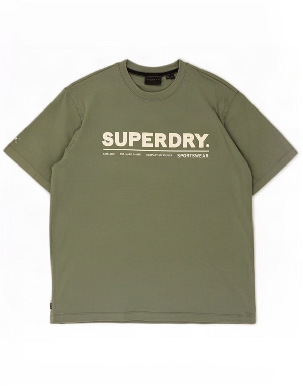 Мужская футболка с рисунком Superdry, большой зеленый хлопок
