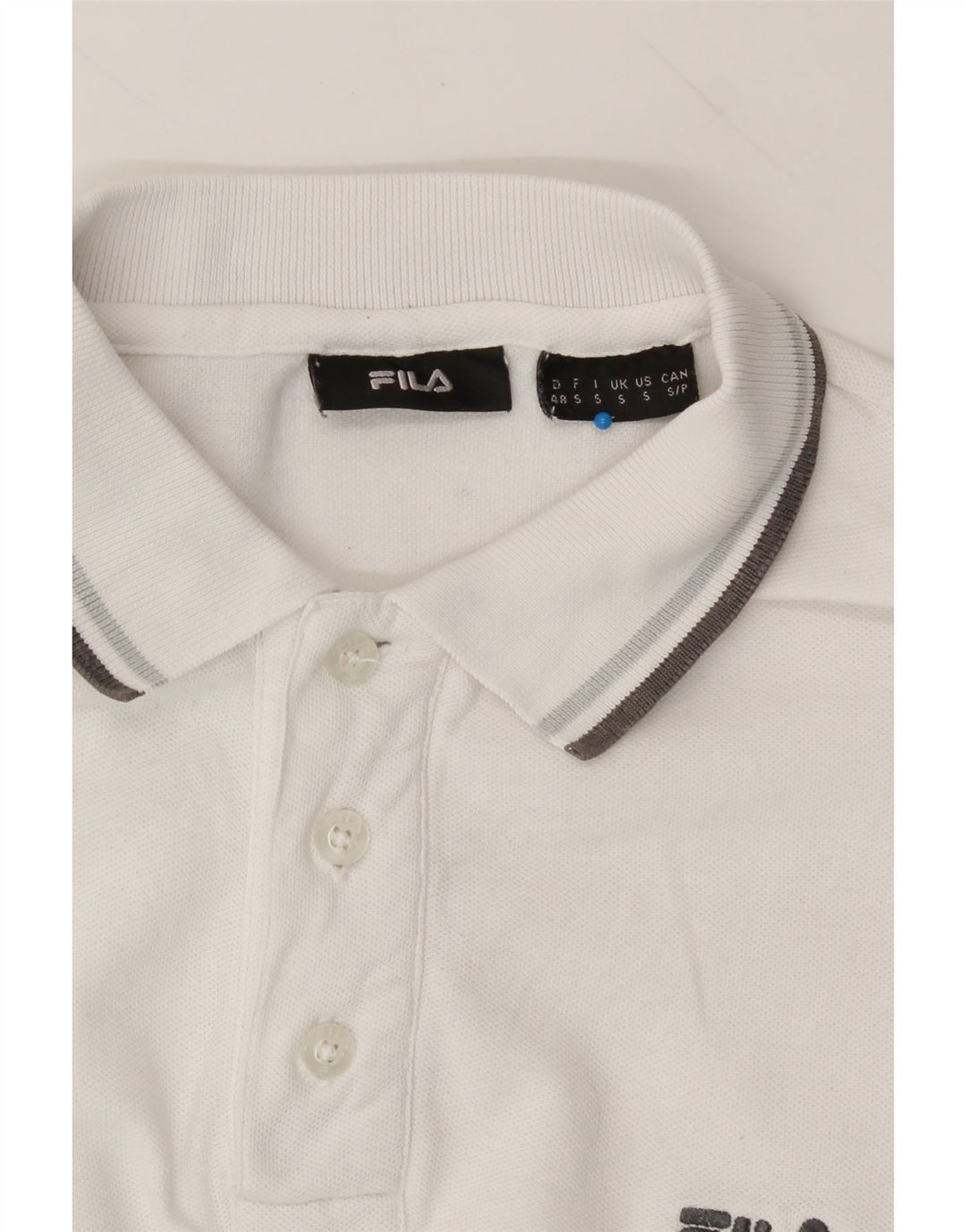 FILA Mens Long Sleeve Polo Shirt Small White Cotton Vintage Fila and Second-Hand Fila from Messina Hembry 