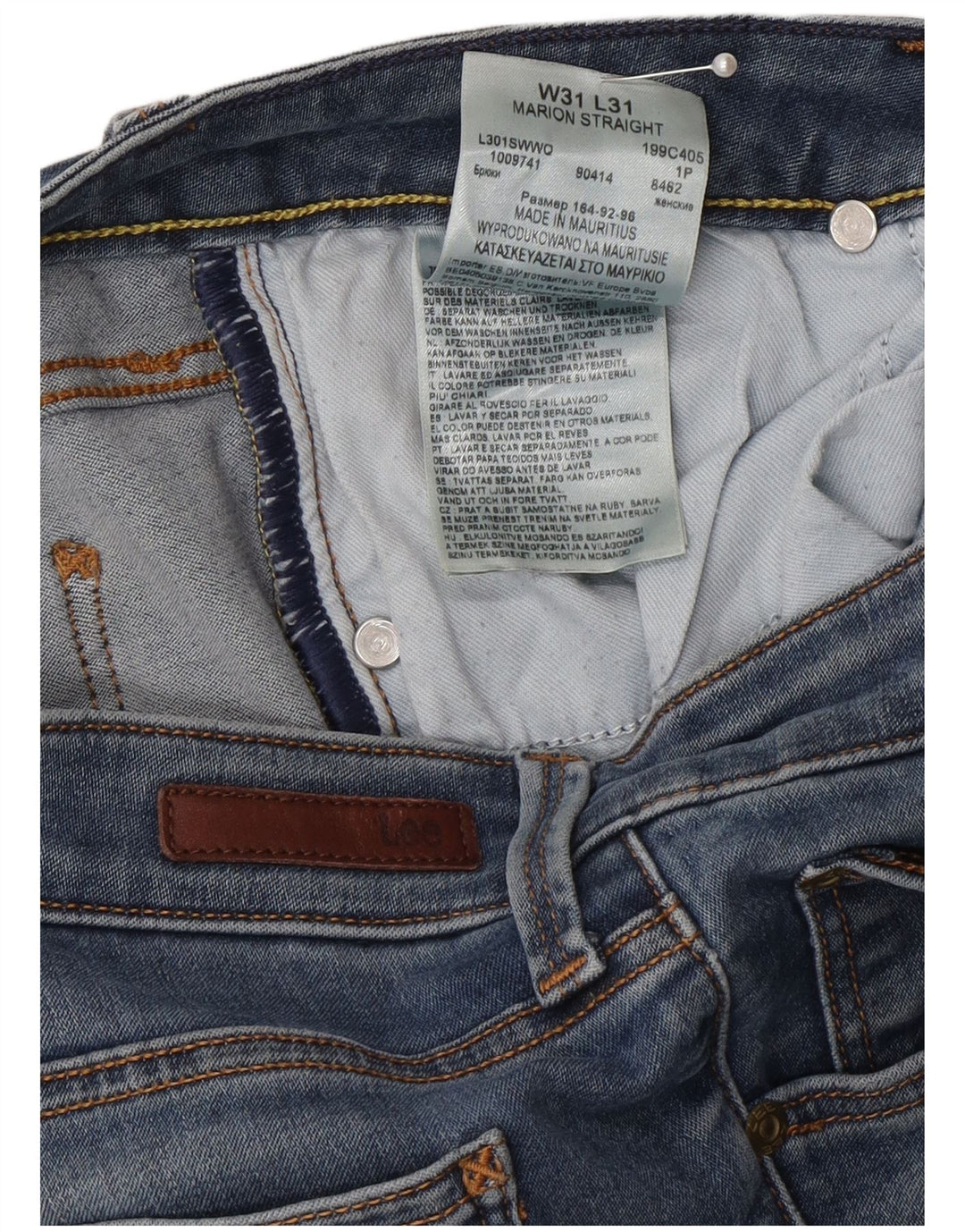 Lee Mens Marion Straight Jeans W31 L31 Blue Cotton