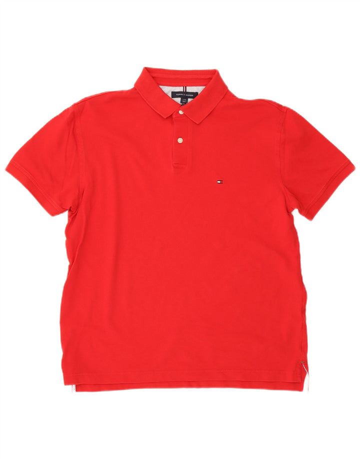 Tommy Hilfiger Mens Regular Fit Polo Shirt Large Red Cotton