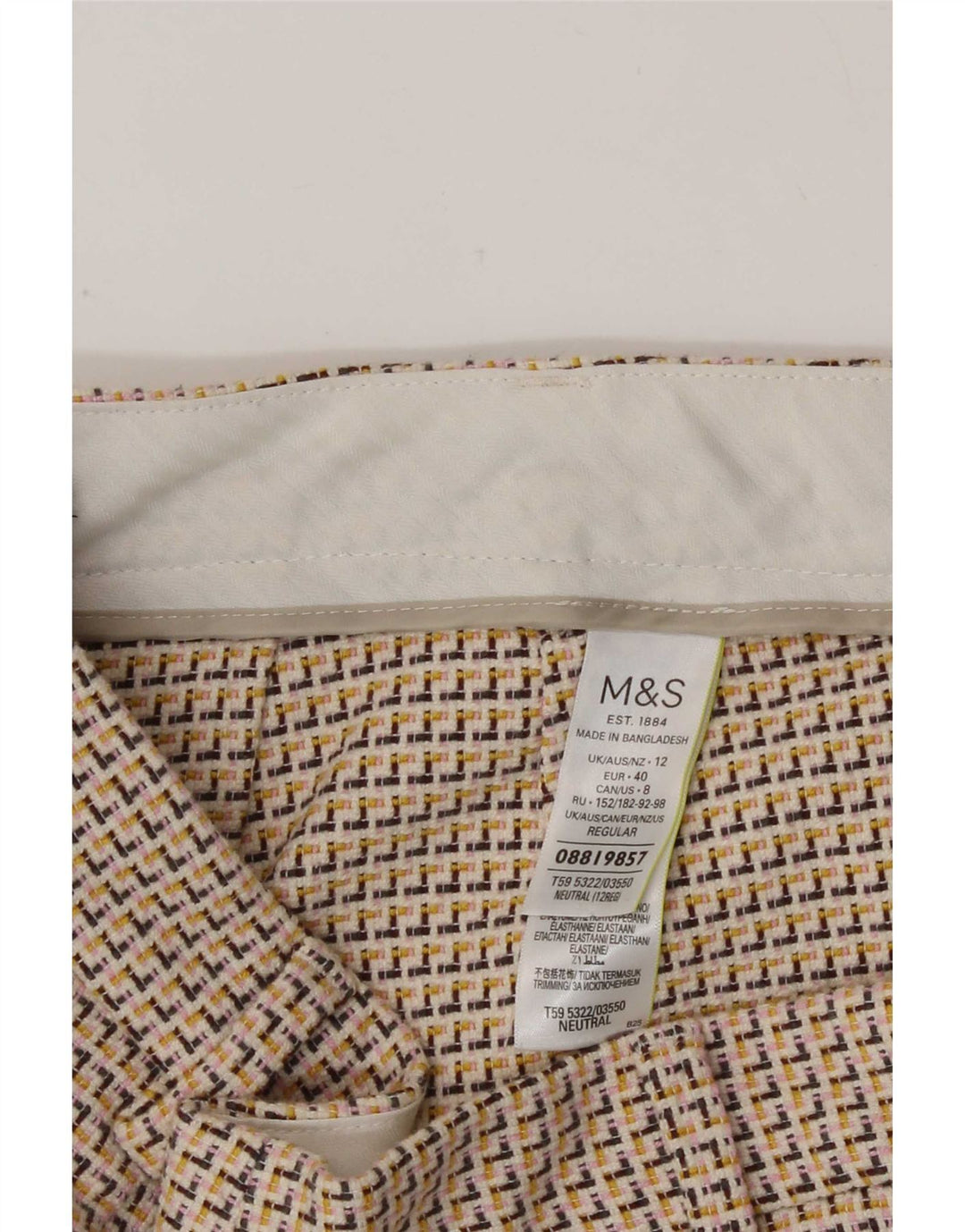 Marks & Spencer Womens Abstract Pattern Cropped Παντελόνι UK 12 Medium W30 L