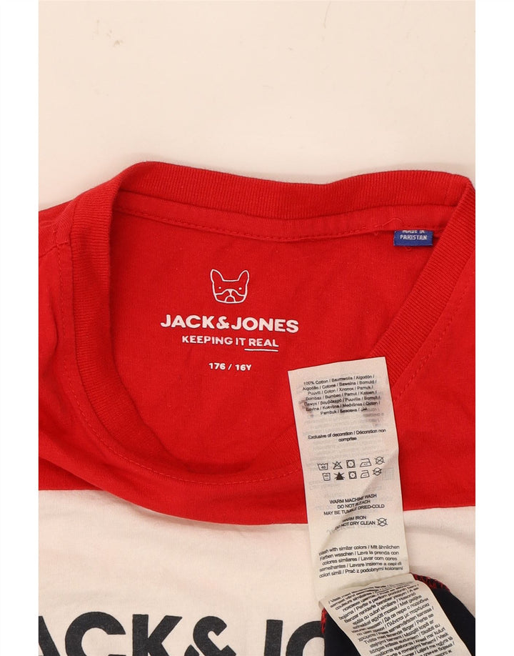 JACK & JONES Boys Graphic T-Shirt Top 15-16 Years Multicoloured Vintage Jack & Jones and Second-Hand Jack & Jones from Messina Hembry 
