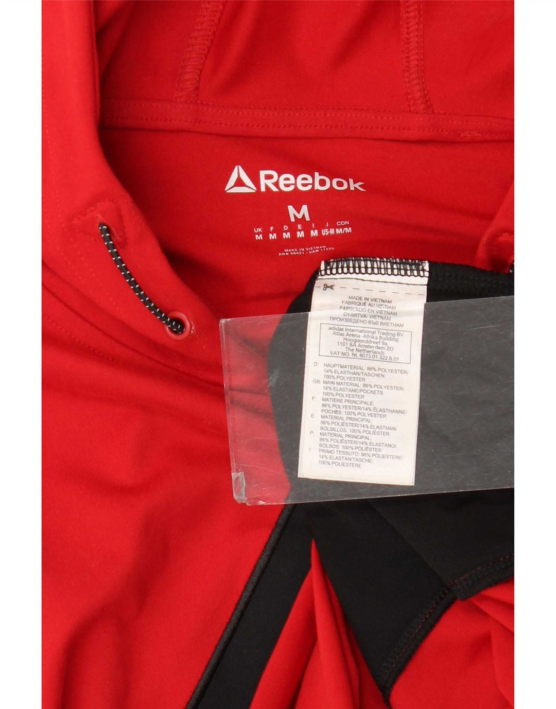 Maglione con cappuccio grafico da uomo Reebok rosso medio in poliestere