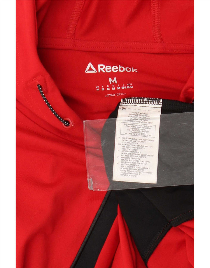 Maglione con cappuccio grafico da uomo Reebok rosso medio in poliestere