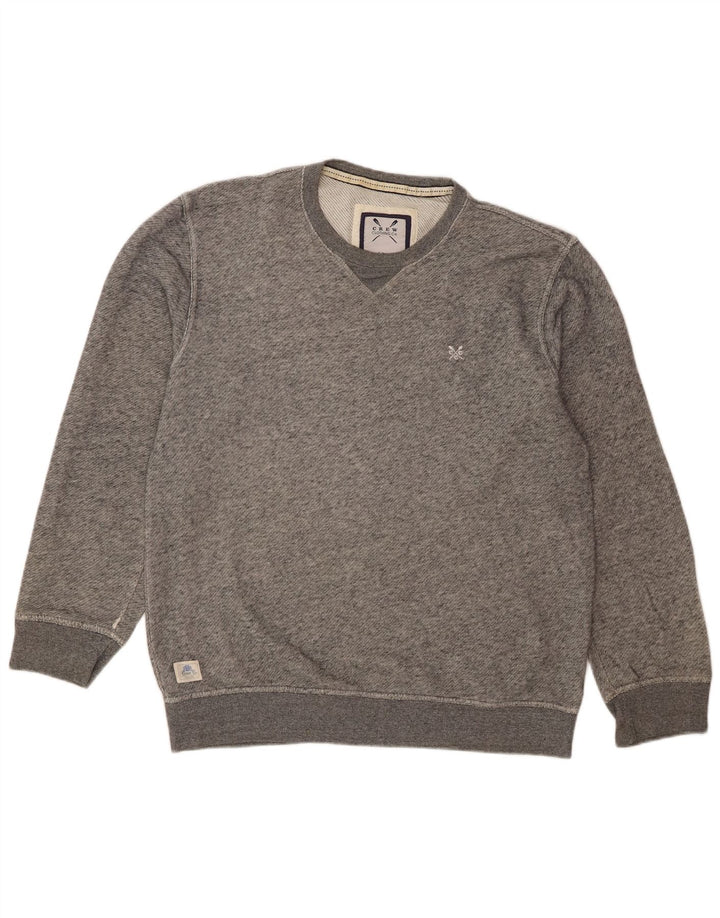 Crew Clothing Hombre Sudadera Jumper Gris Medio Algodón Moteado