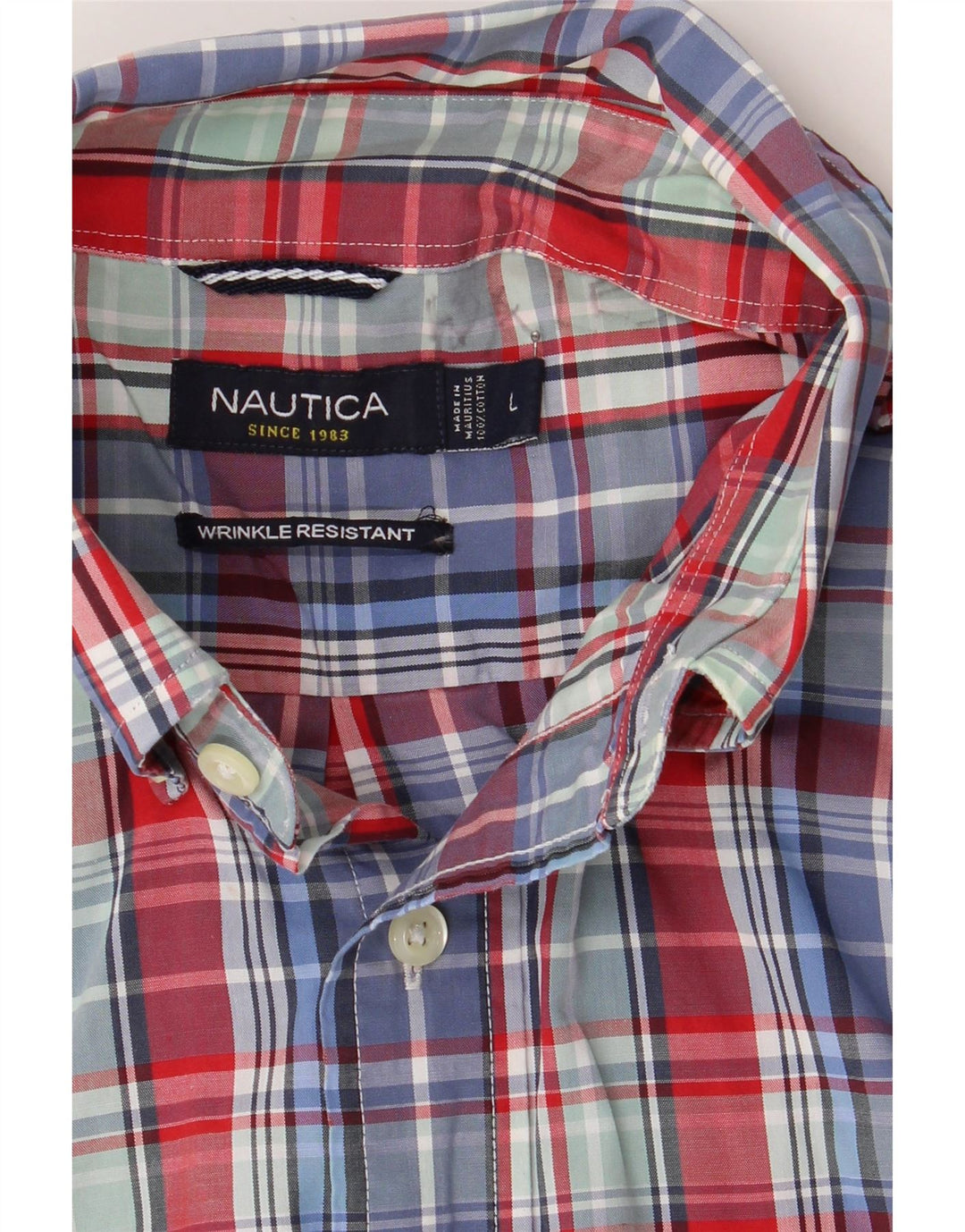 NAUTICA Mens Short Sleeve Shirt Large Multicoloured Check Cotton Vintage Nautica and Second-Hand Nautica from Messina Hembry 