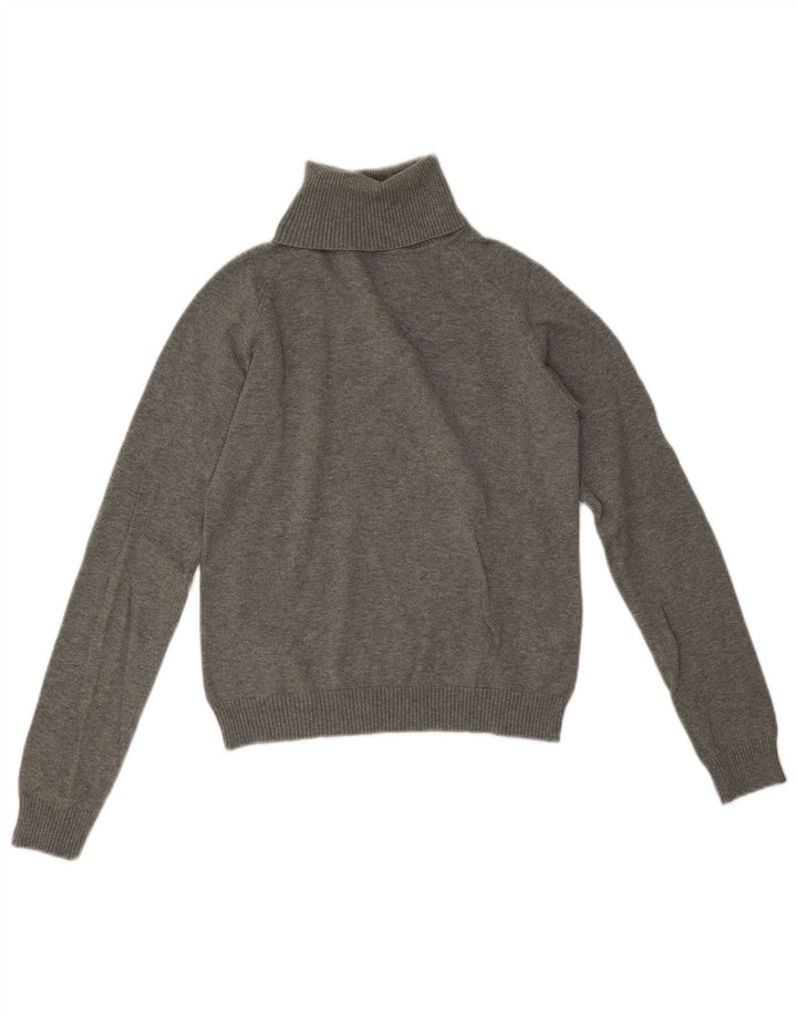 Zara Womens Crop Roll Neck Jumper Sweater UK 12 Medium Grey Cotton