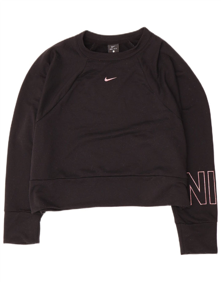Nike Womens Dri Fit Graphic Oversized Sweatshirt Jumper UK 16 Large Black