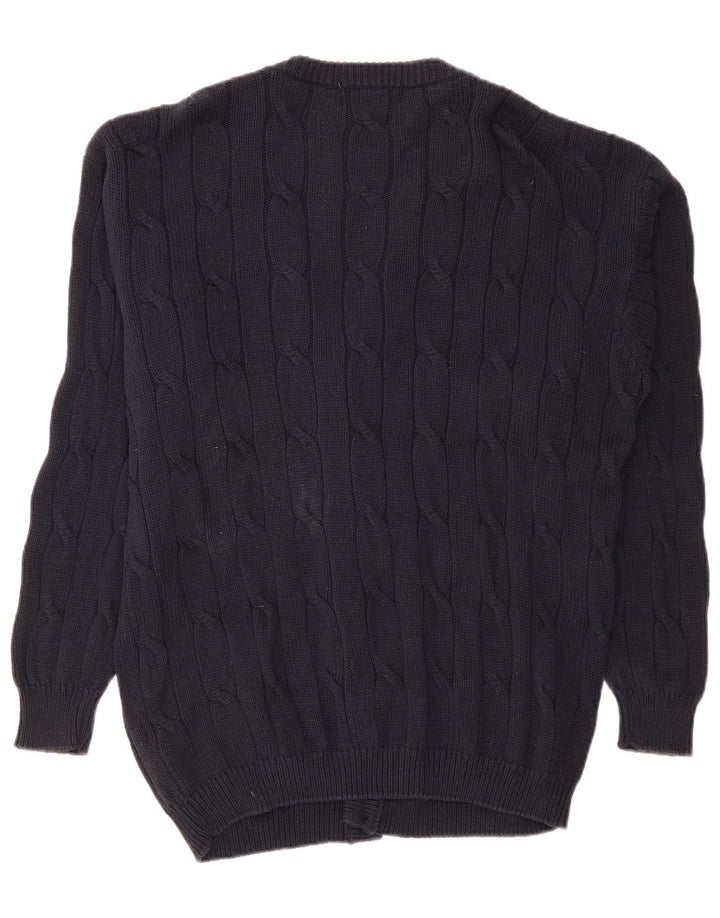 MCKENZY Mens Cardigan Sweater Large Navy Blue Cotton