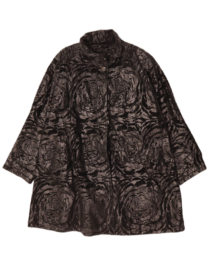 MABRUN Damen Übergroßer Mantel IT 42 Large Black Floral