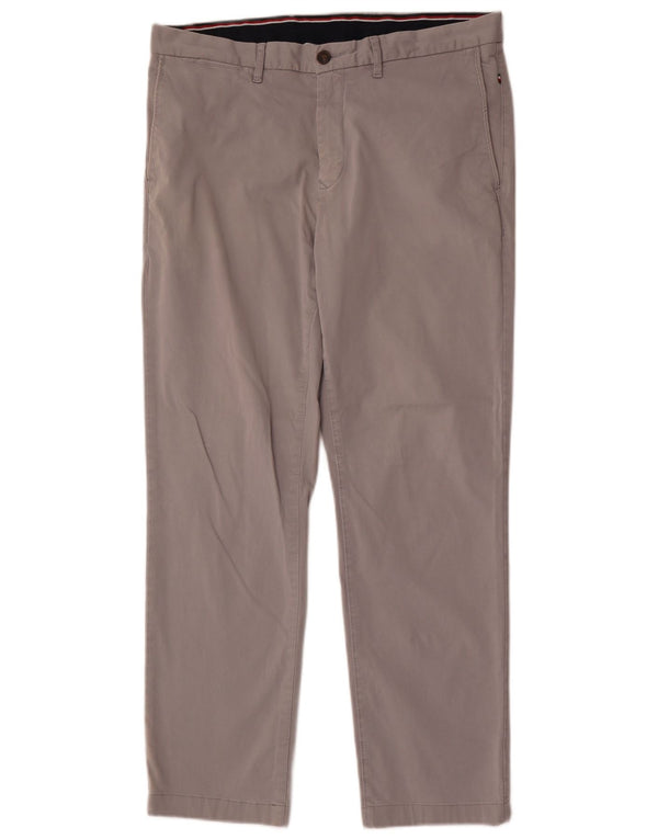 Zara Mens Straight Chino Trousers W34 L29 Grey Cotton