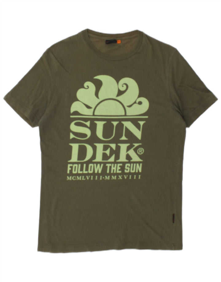 Sundek Mens Graphic T-Shirt Top Small Green Cotton