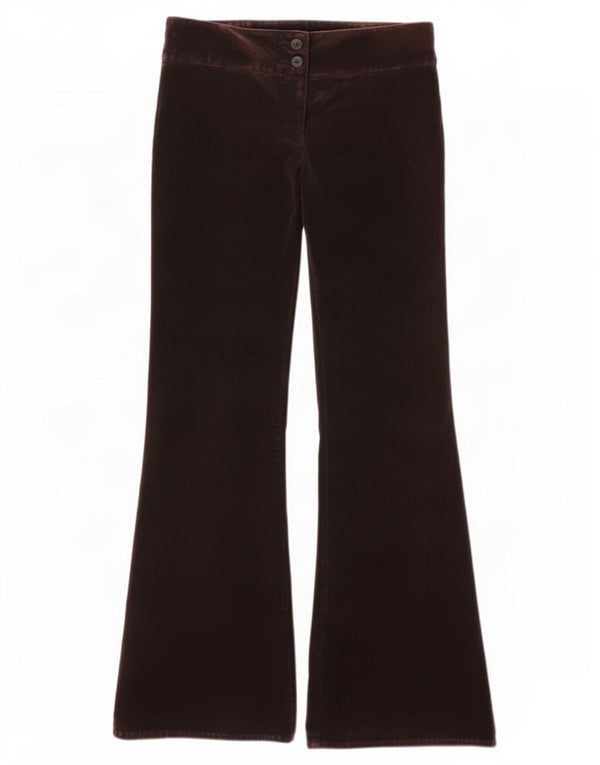 Topshop Γυναικείο Velvet Flare Casual Παντελόνι UK 10 Small W28 L31 Brown