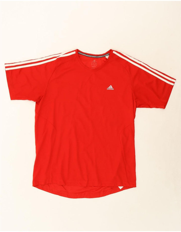 ADIDAS Mens Climalite T-Shirt Top Large Red Polyester Vintage Adidas and Second-Hand Adidas from Messina Hembry 