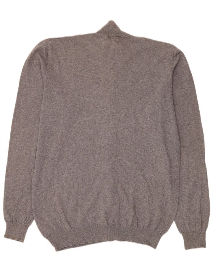 Sergio Tacchini Herren-Cardigan-Pullover aus mittelgrauer Baumwolle