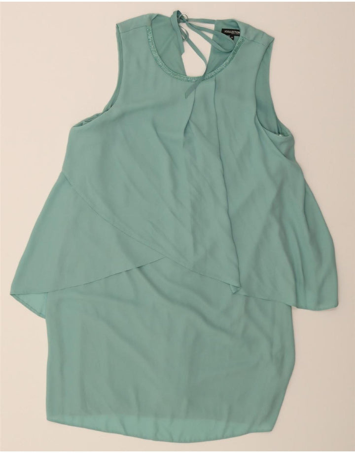 DEBENHAMS Womens Peplum Dress UK 16 Large  Turquoise Polyester Vintage Debenhams and Second-Hand Debenhams from Messina Hembry 
