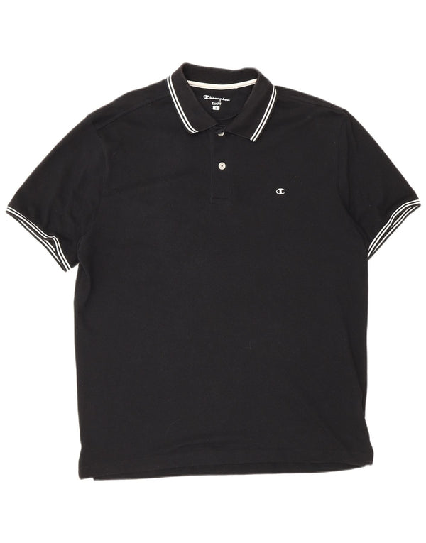 Champion Mens Easy Fit Polo Shirt Large Black Cotton