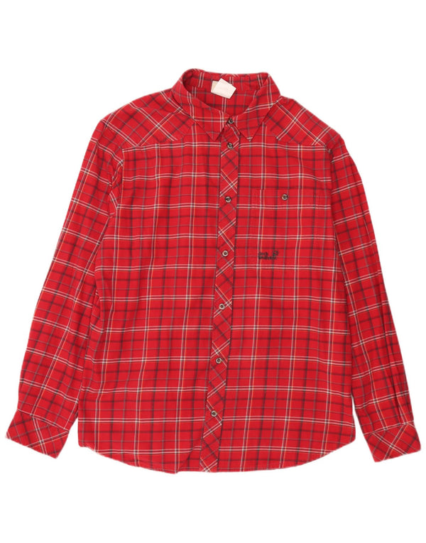 Camicia in flanella da uomo Jack Wolfskin UK 44/46 XL Cotone a quadri rossi