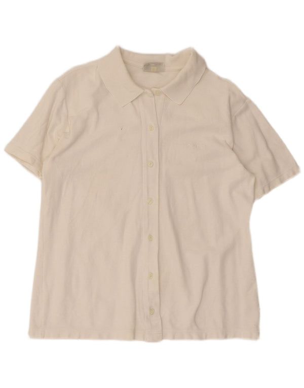 Asics Womens Short Sleeve Shirt UK 16 Large White Cotton