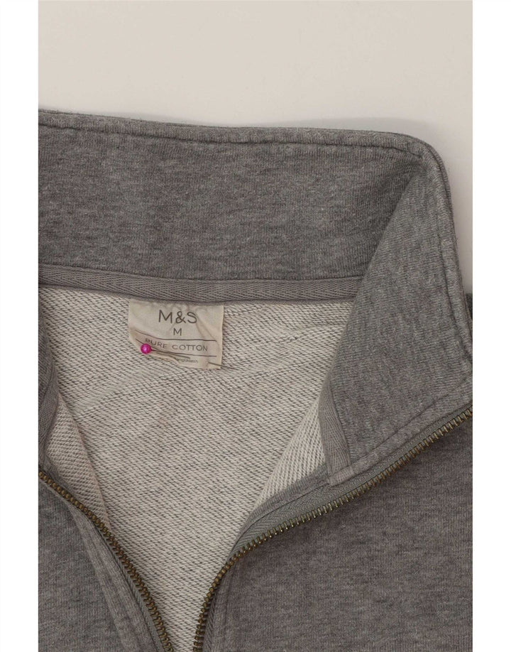 Marks & Spencer Mens Zip Neck Sweatshirt Jumper Medium Grey Cotton