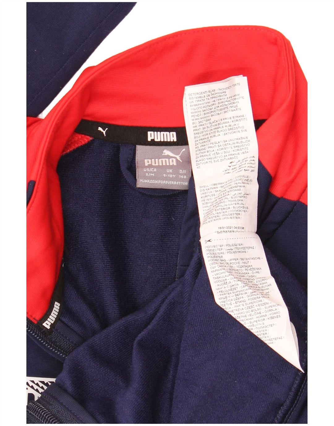 Puma Boys Graphic Tracksuit Top Jacket 9-10 Years Navy Blue Colourblock
