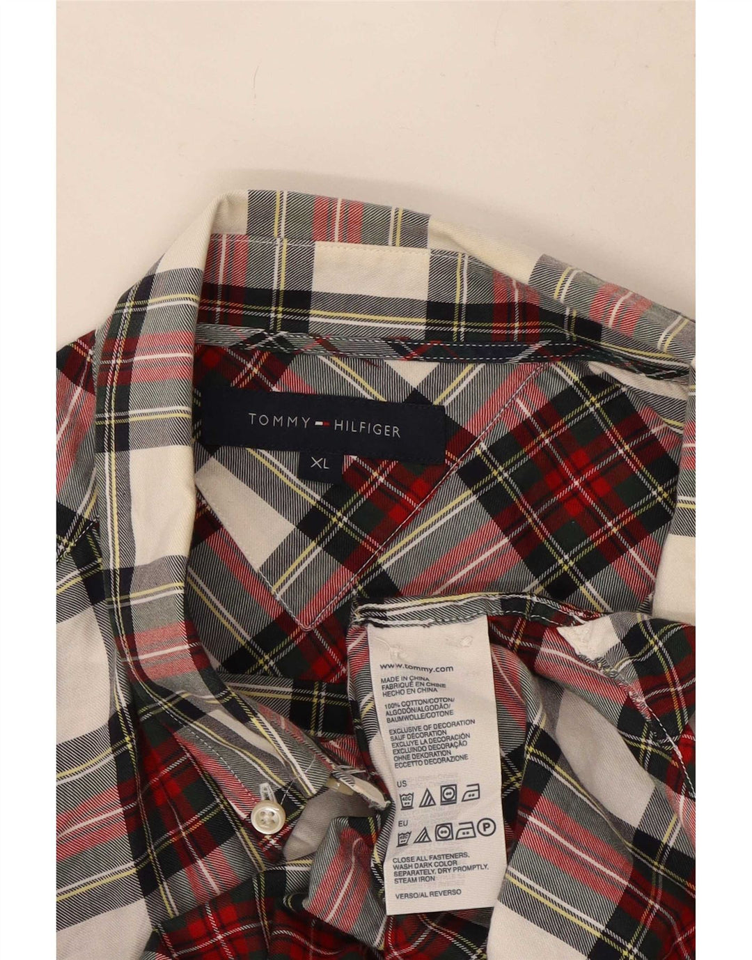 Tommy Hilfiger Chemise en flanelle XL pour homme Rouge à carreaux en coton