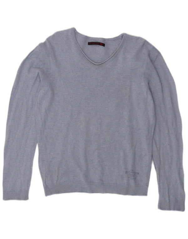 Levi's Damen-Pullover mit V-Ausschnitt, Gr. 16, Größe L, Blau, Baumwolle