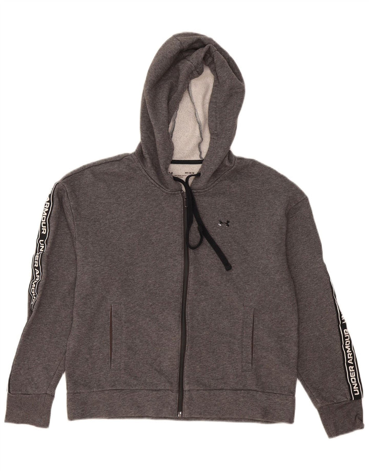 Under Armour Womens Zip Hoodie Sweater UK 14 Medium Grey Colourblock
